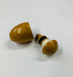 Antique wooden treen needle case and thread holder egg shape