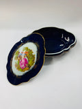 Limoges French cobalt blue jewellery box