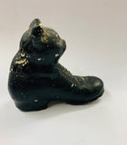 Antique painted plaster cat in a boot door stop