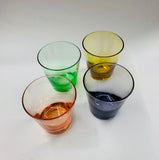 Set 4 retro multi coloured glass tumblers