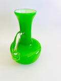 Art Glass Apple Green Jug with Clear Handle