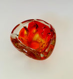 Red Three Pointed Art Glass Bowl