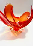 Large Midcentury Orange and Red Art Glass centerpiece bowl