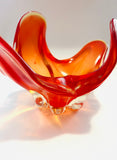 Large Midcentury Orange and Red Art Glass centerpiece bowl