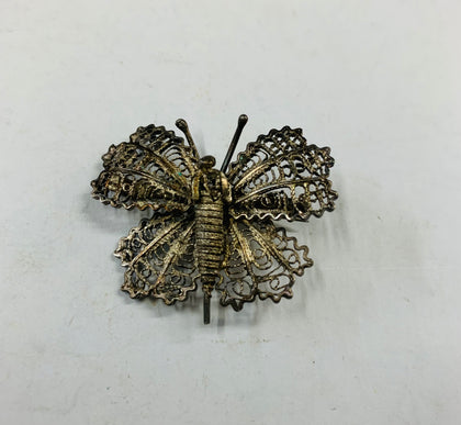 Vintage silver tone butterfly brooch