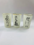 Novelty glass tumbler set in wire carry basket
