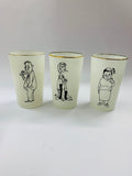 Novelty glass tumbler set in wire carry basket