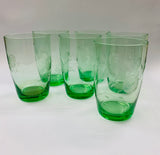 Retro Midcentury green glass jug and tumbler set