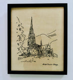 Framed Embroidery of The First Church in Otago
