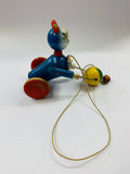 Vintage NZ made H. E Ramsey wooden pull along kitten and ball