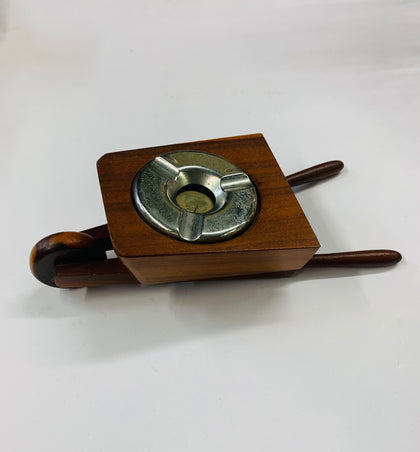 Wooden wheelbarrow ashtray