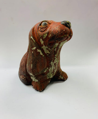 Antique painted concrete dog