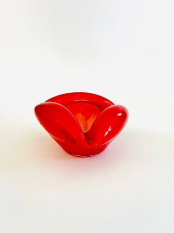 Art Glass Red Pinched Ashtray
