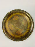 Ornate antique brass peacock tray
