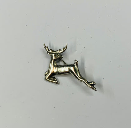 Sterling Silver leaping deer brooch