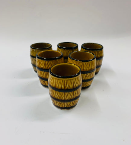 Set 6 ceramic barrel shot glasses