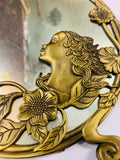 Art Nouveau Style brass dressing table mirror
