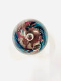 Nebula Paperweight with Pink and Blue Swirls and Central Bubble