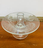 Pair of antique etched glass candle holders