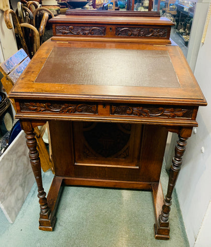 Victorian ornately carved Davenport desk