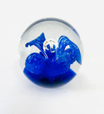 Paperweight with a Blue Flower and a Cobalt Base