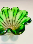 Green Scolloped Art Glass Vase