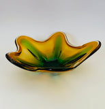 Yellow and Green Art Glass Bowl