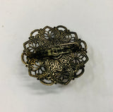 Silver tone purple stone vintage brooch