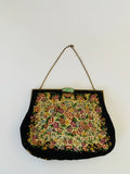 Petit Point Hand Bag with floral Jade Clasp