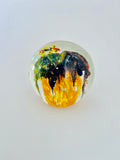 Clear Big Paperweight with Two Yellow Butterflies