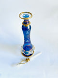 Blue Glass Perfume Bottle with Gold Trim