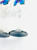 Pair of Wine Glasses with Handpainted Butterfly