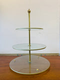 Vintage 3 tier brass and glass cake stand