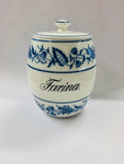 Antique blue and white ceramic Farina lidded pot