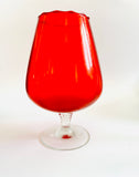 Red Brandy Balloon Style Vase with Short Clear Stem