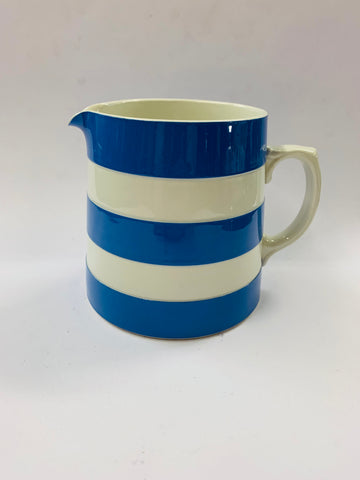 Large blue and white Cornishware jug