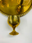 Brass tray with 6 small brass liqueur glasses