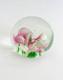 Clear Paperweight with Purple and White Flower