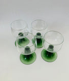 Set of 4 Lime Green Stemmed German Wine Glasses