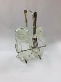 Antique glass and silver plated olive jar set