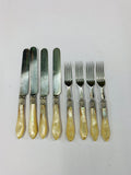 Set of 8 mother of Pearl handled dessert knives and forks