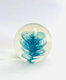 Large Paperweight with a Blue Swirling Twister Inside with Bubbles