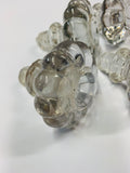 Set 5 antique glass large door knobs