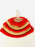 Porcelain Half Lady Tea Cosy Red and Gold scolloped Skirt