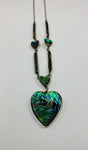 Antique sterling silver and Paua heart necklace
