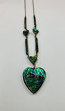 Antique sterling silver and Paua heart necklace