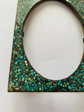 Antique Brass and Turquoise mosaic frame circa 1900