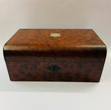 Antique mottled wood jewellery box