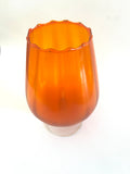 Orange Goblet Shaped Vase with Twisted Clear Base