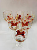 Set of 6 tall hand painted Santa wine glasses